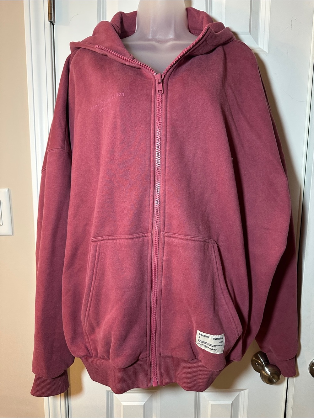 Women's Zip-Up Hoodie Jacket in Mauve Pink